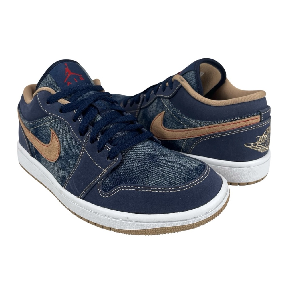 Nike Air Jordan 1 Low SE Denim Men’s 7.5 Blue‎ Tan Stitching DH1259 400